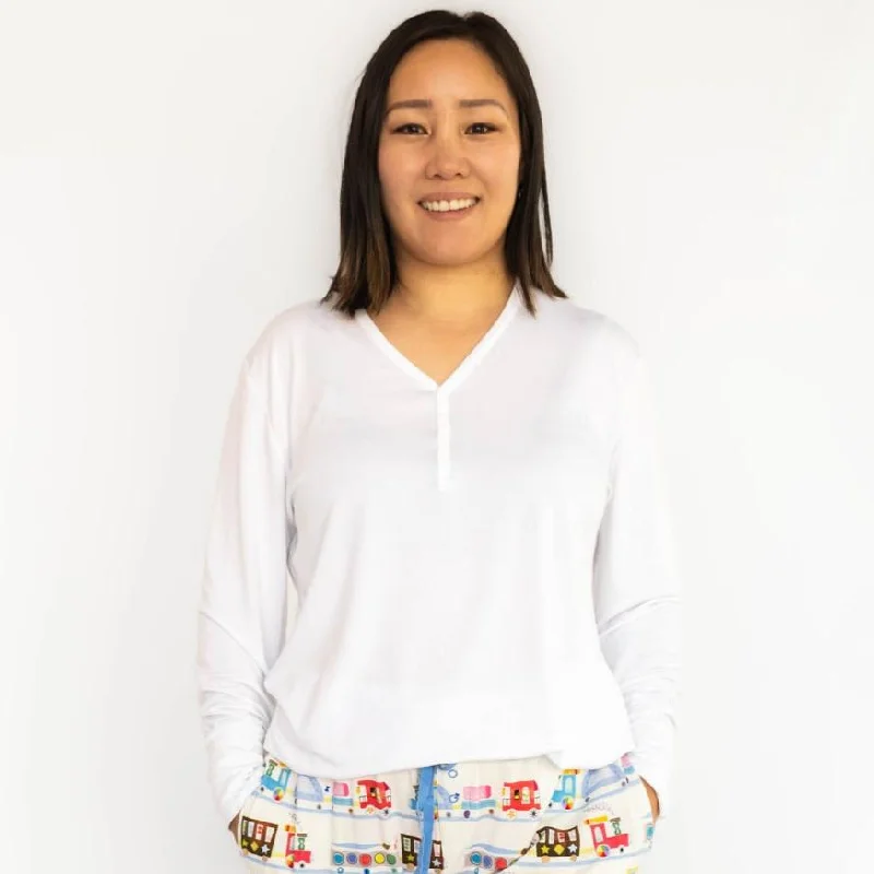 women's pajamas with built-in shortsBright White Women's Pajama Top