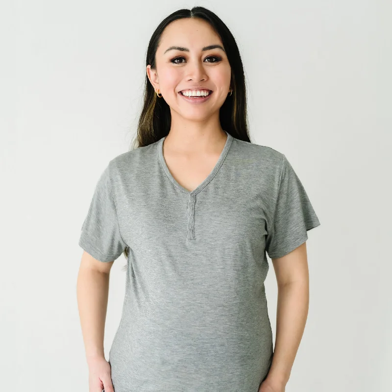 women's pajamas for those who seek ultimate relaxationHeather Gray Women's Short Sleeve Pajama Top