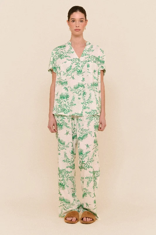 women's pajamas for cozy bedtime routinesMaggie Pajama Set - Long Pants - Summer Toile - Jade Green