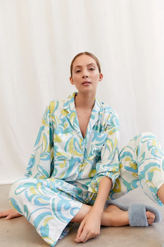 women's pajamas with a charming, vintage aestheticPeta Sleep Set - Pants - Aurora - Blue