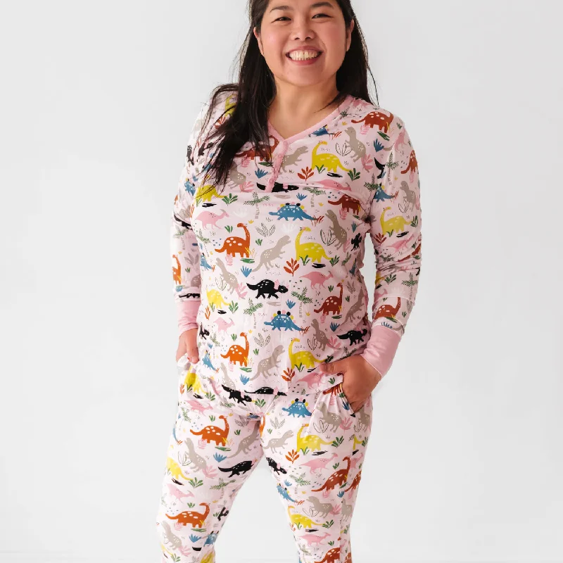 women's pajamas for a relaxing weekendPink Jurassic Jungle Women's Pajama Top