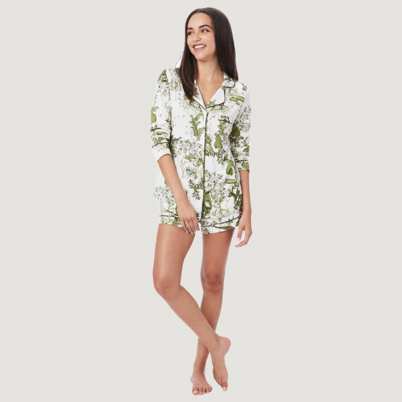 women's pajamas with a perfect blend of style and comfortWoodside Pima Knit Long-Sleeved Short Set